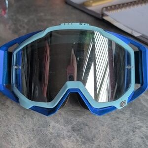 100% Blue Mirrored Motocross Goggles